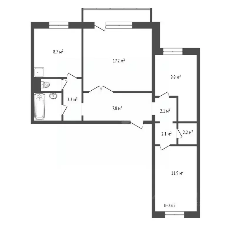 3-к кв. Красноярский край, Красноярск 9 Мая ул., 58Б (70.7 м) - Фото 2