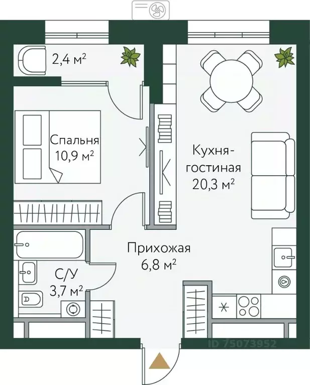 1-к кв. Волгоградская область, Волгоград Новосибирская ул., 74с1 (44.1 ... - Фото 0