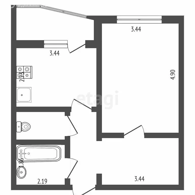 1-комнатная квартира: Тюмень, Широтная улица, 190 (43.1 м) - Фото 1