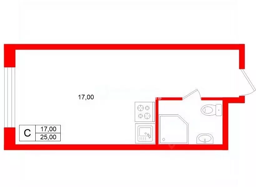 Студия Санкт-Петербург дор. На Турухтанные острова, 5к1 (25.0 м) - Фото 2