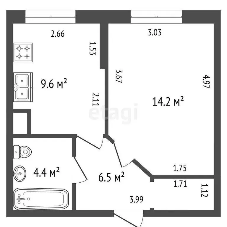 1-комнатная квартира: Парголово, улица Николая Рубцова, 11к1 (34.7 м) - Фото 1