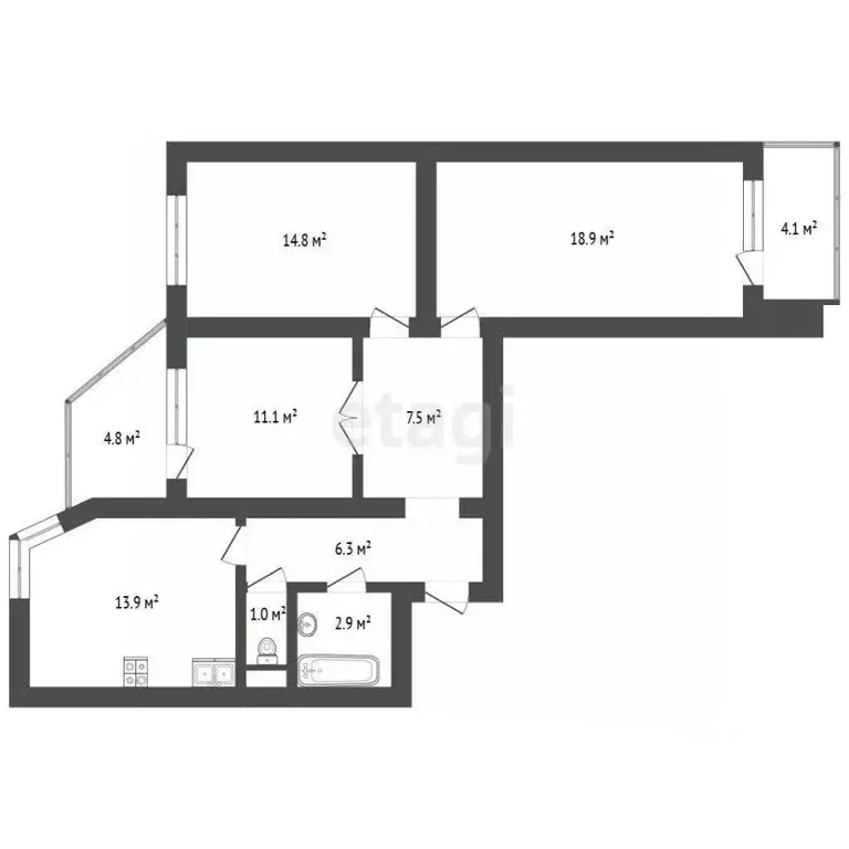 3-к кв. Московская область, Красногорск бул. Красногорский, 34 (75.3 ... - Фото 2