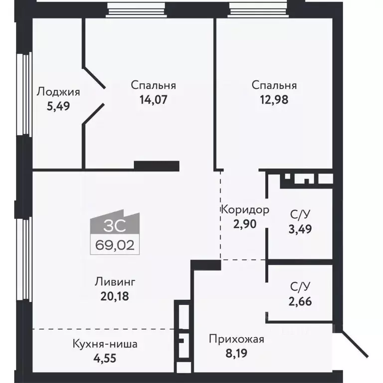 3-к кв. Томская область, Томск Черемошники мкр, ул. Бердская, 14/3 ... - Фото 2