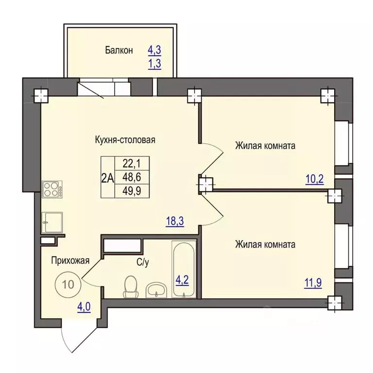 2-к кв. Псковская область, Псковский район, Завеличенская волость, д. ... - Фото 1