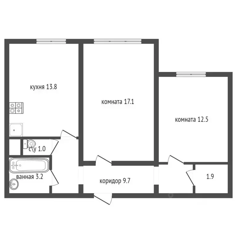 2-к кв. Санкт-Петербург ул. Олеко Дундича, 35К1 (61.0 м) - Фото 1