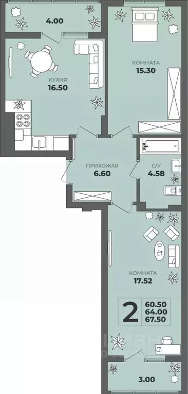 2-к кв. Калининградская область, Калининград ул. Генерала Толстикова, ... - Фото 1