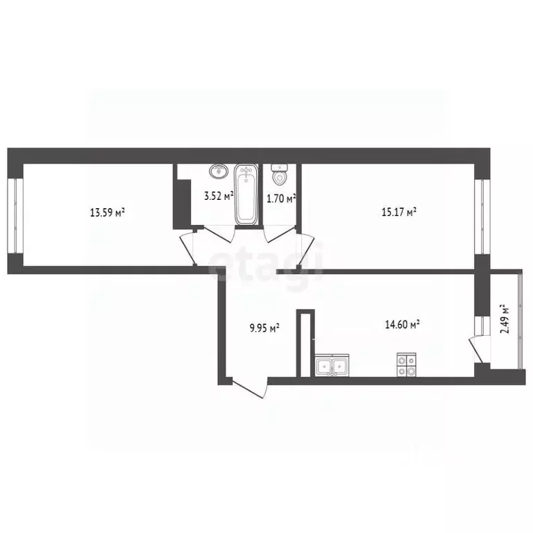 2-к кв. Тюменская область, Тюмень ул. Вадима Бованенко, 4к1 (58.2 м) - Фото 1
