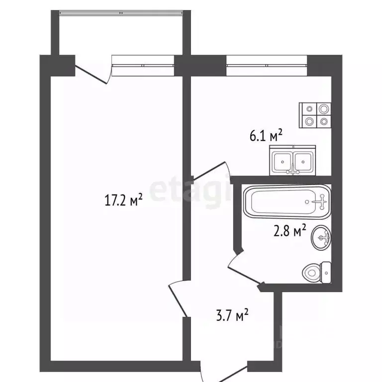 1-к кв. Севастополь ул. Хрусталева, 11 (29.8 м) - Фото 2