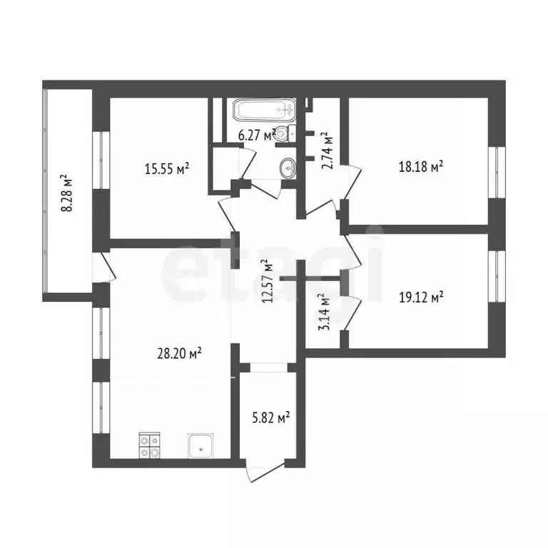 3-к кв. Тюменская область, Тюмень ул. Тимофея Кармацкого, 9к1 (115.4 ... - Фото 2