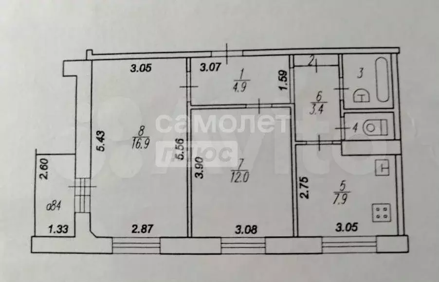 2-к. квартира, 49,5 м, 3/9 эт. - Фото 0