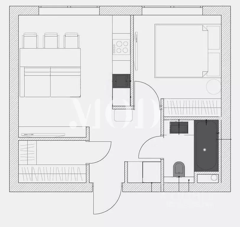 2-к кв. Москва ул. Народного Ополчения, 15К3 (34.7 м) - Фото 2
