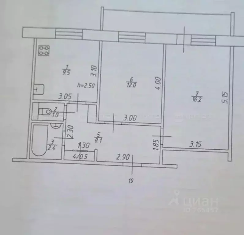 2-к кв. Татарстан, Казань ул. Рихарда Зорге, 107 (49.7 м) - Фото 2