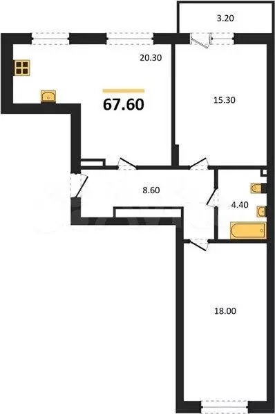 2-к. квартира, 67,6 м, 5/8 эт. - Фото 1