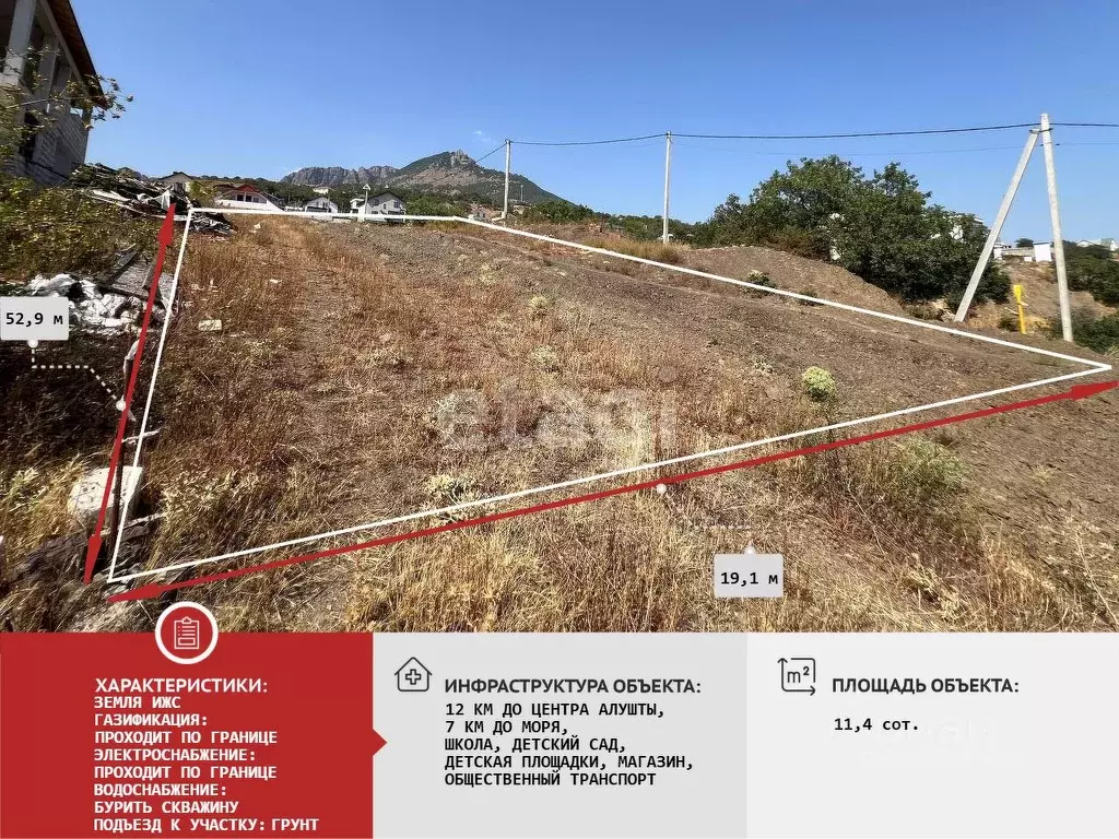 Участок в Крым, Алушта муниципальный округ, с. Лучистое ул. Ай-Серез ... - Фото 1