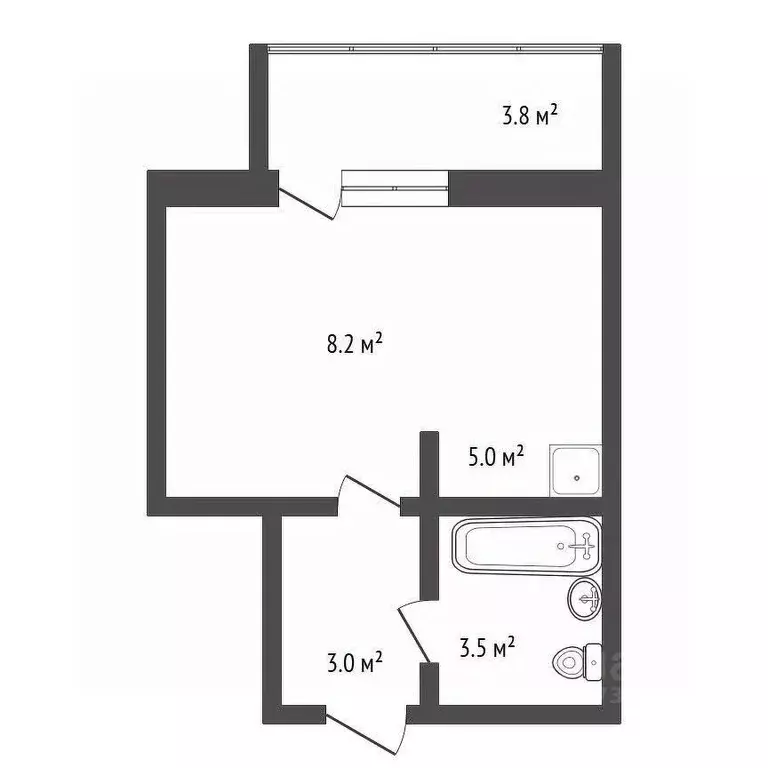 1-к кв. Амурская область, Благовещенск ул. Горького, 318 (21.6 м) - Фото 1