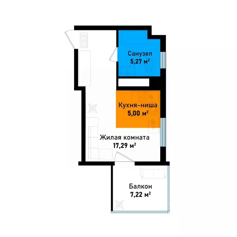 Студия Крым, Черноморское пгт ул. Евпаторийская, уч1 (35.14 м) - Фото 1