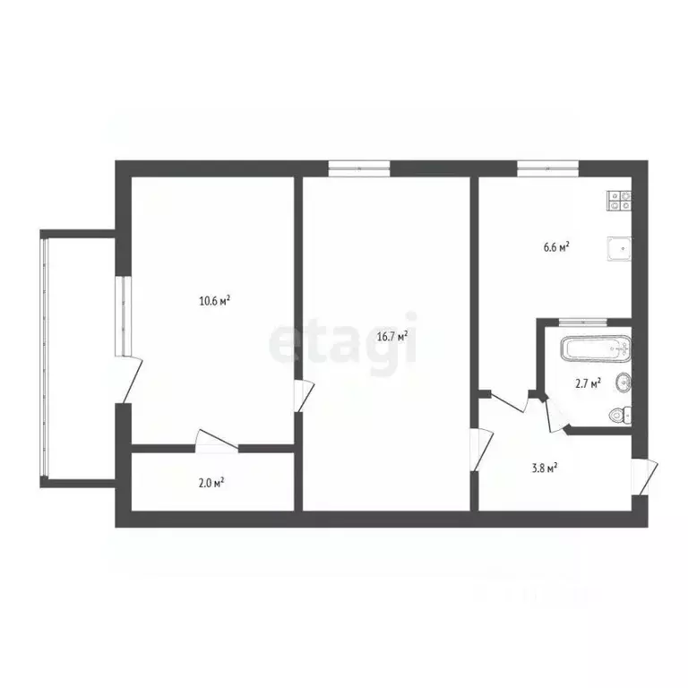 2-к кв. Севастополь ул. Розы Люксембург, 47 (43.1 м) - Фото 2