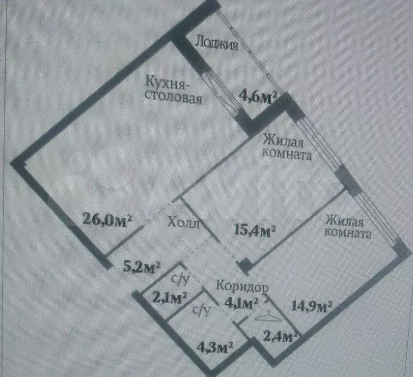 2-к. квартира, 74 м, 3/23 эт. - Фото 0