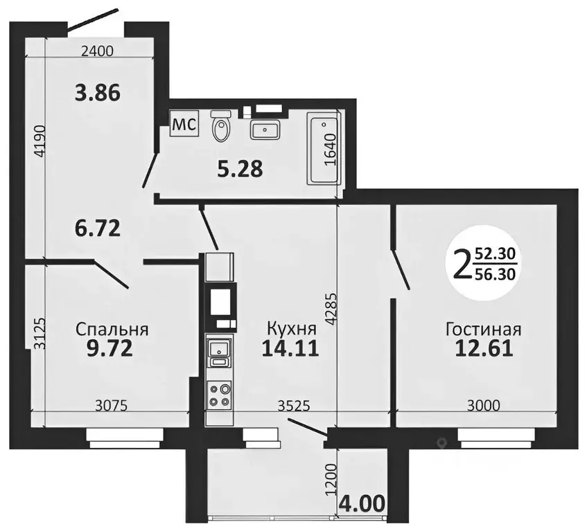 2-к кв. Самарская область, Самара Московское шоссе, 18-й км, 37 (56.0 ... - Фото 1