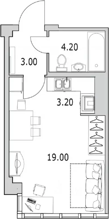 Студия Санкт-Петербург ул. Кустодиева, 5к1 (29.4 м) - Фото 1