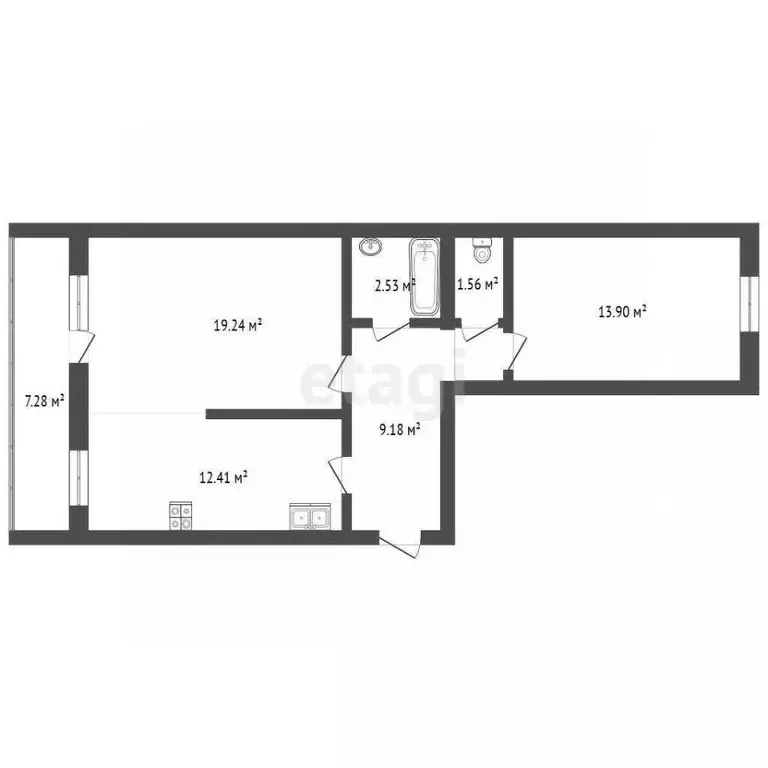 2-к кв. Ханты-Мансийский АО, Нягань Интернациональная ул., 33 (58.4 м) - Фото 2
