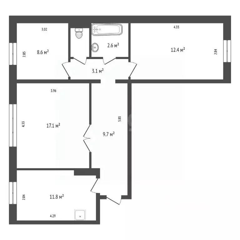 3-к кв. Красноярский край, Красноярск Северный мкр, ул. Урванцева, 16 ... - Фото 2