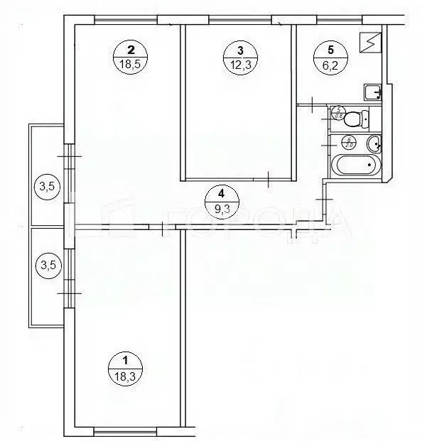 3-к кв. Москва Литовский бул., 11К5 (68.3 м) - Фото 1