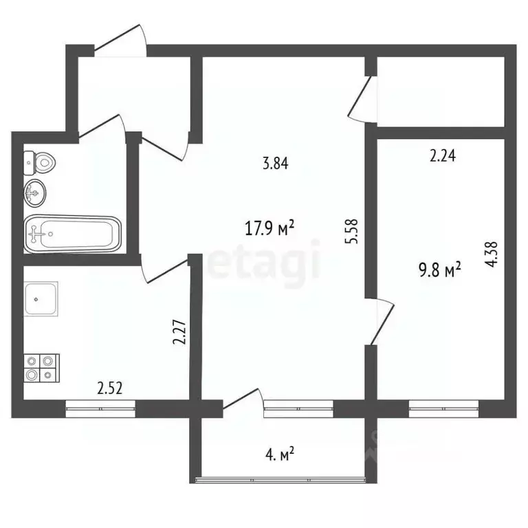 2-к кв. Белгородская область, Белгород ул. Некрасова, 5 (41.0 м) - Фото 2