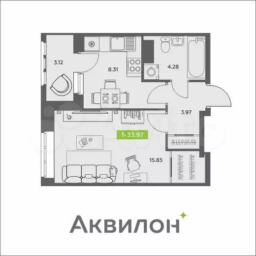 Квартира-студия, 25,2 м, 7/16 эт. - Фото 0