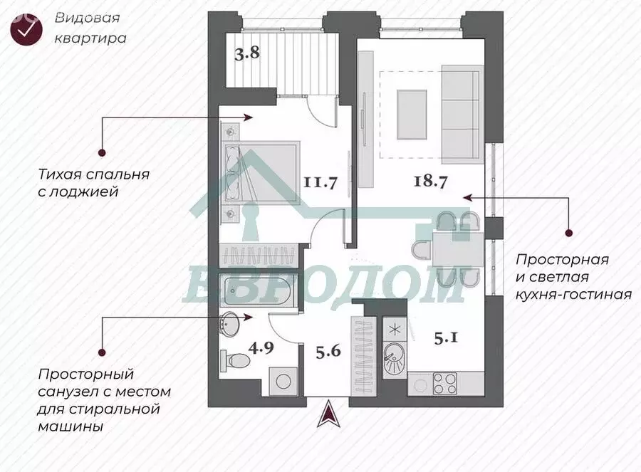 2-комнатная квартира: Новосибирск, Красный проспект, 220 (48.7 м) - Фото 0