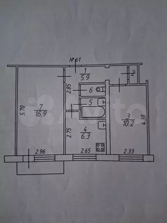 2-к. квартира, 45 м, 4/5 эт. - Фото 0