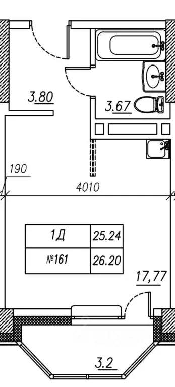 1-к кв. Приморский край, Владивосток ул. Нейбута, 135с1 (26.2 м) - Фото 0