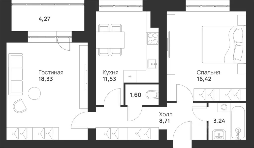 2-к кв. Тульская область, Тула ул. Героев России, 8 (64.1 м) - Фото 0