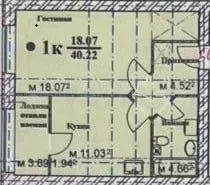 1-к. квартира, 40,2 м, 4/8 эт. - Фото 0