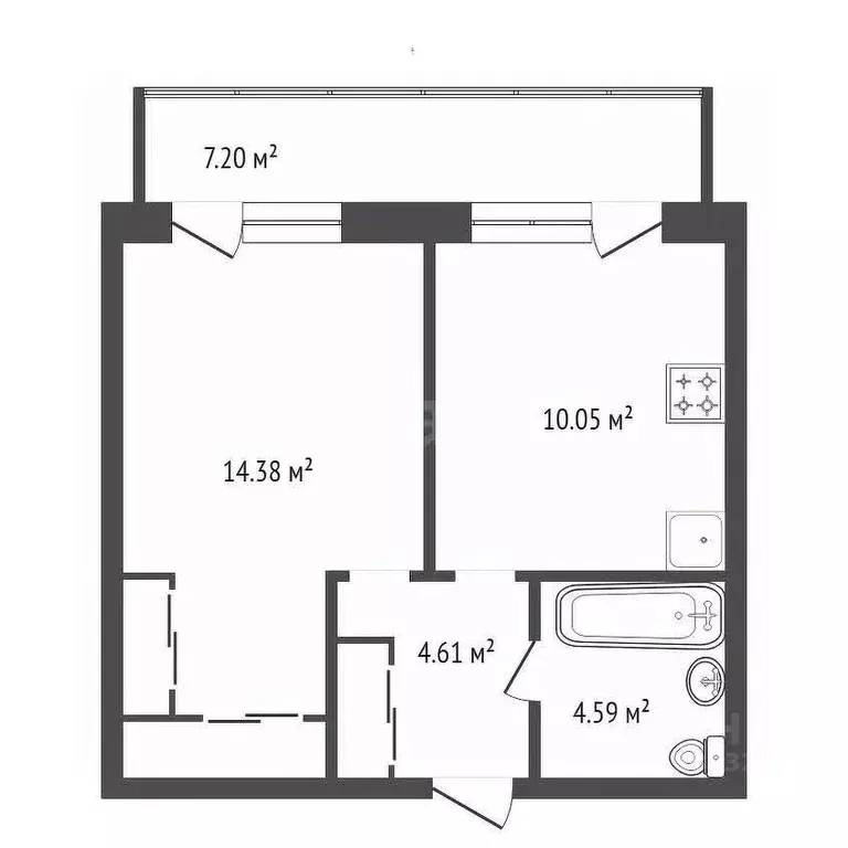 1-к кв. Красноярский край, Красноярск Соколовская ул., 20А (35.79 м) - Фото 2