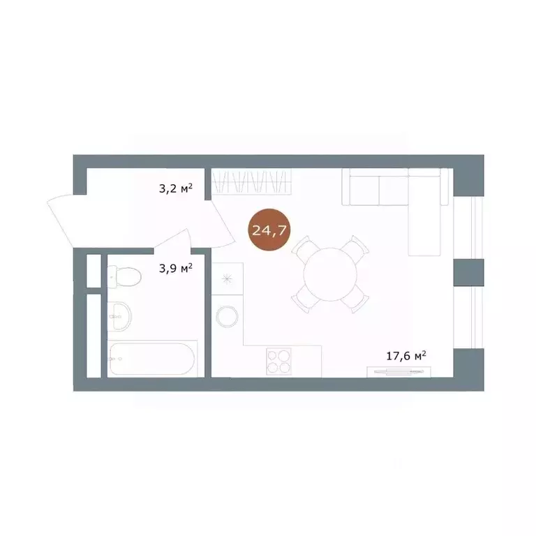 Студия Новосибирская область, Новосибирск ул. Костычева, 19/1 (24.7 м) - Фото 0