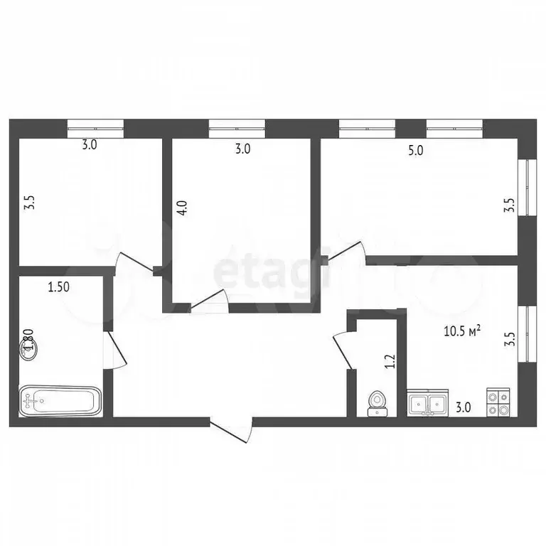 3-к. квартира, 68,2 м, 9/12 эт. - Фото 0