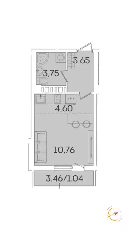 Квартира-студия: Мурино, Графская улица, 6к4 (23 м) - Фото 0