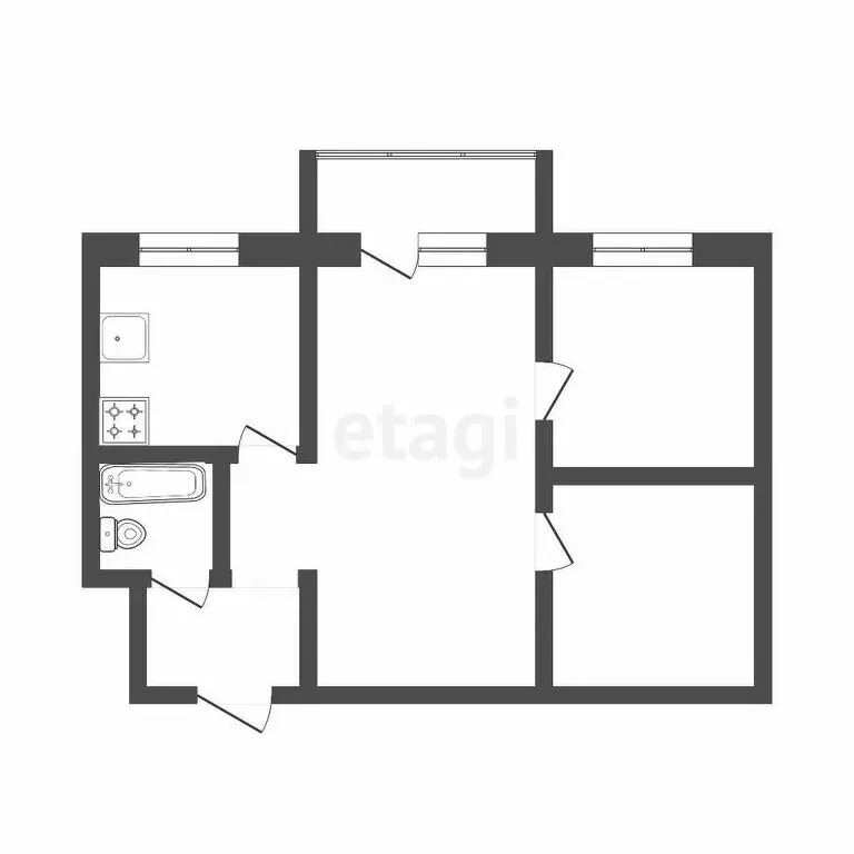 2-комнатная квартира: Московский, улица Бурлаки, 9 (44 м) - Фото 1