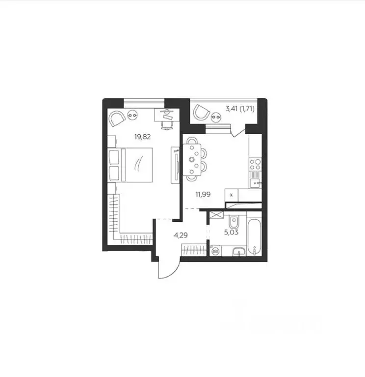 1-к кв. Краснодарский край, Краснодар  (42.84 м) - Фото 0