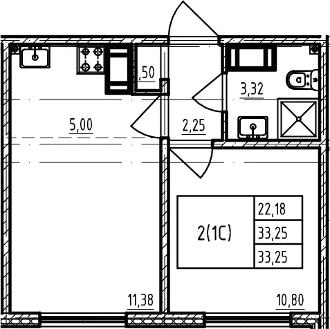 Продаётся 1-к квартира, 33.25 м - Фото 1