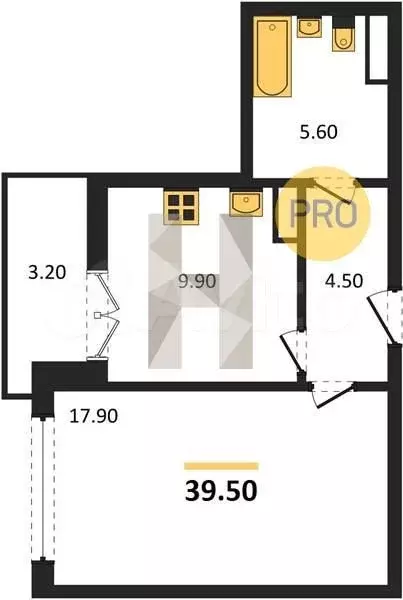 1-к. квартира, 39,5 м, 13/17 эт. - Фото 0