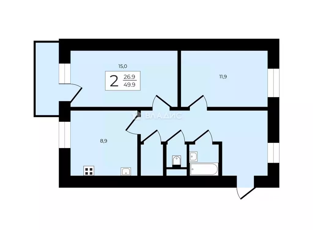 2-к кв. Санкт-Петербург Рыбацкий просп., 35 (49.9 м) - Фото 2