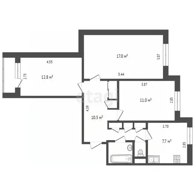 3-к кв. Ямало-Ненецкий АО, Новый Уренгой Дружба мкр, 2/3 (64.5 м) - Фото 1