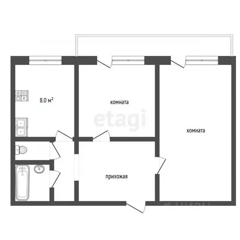 2-к кв. Нижегородская область, Навашино ул. Калинина, 29 (45.9 м) - Фото 2