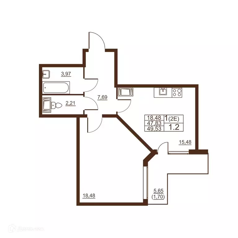 Продаётся 1-к квартира, 49.53 м - Фото 0