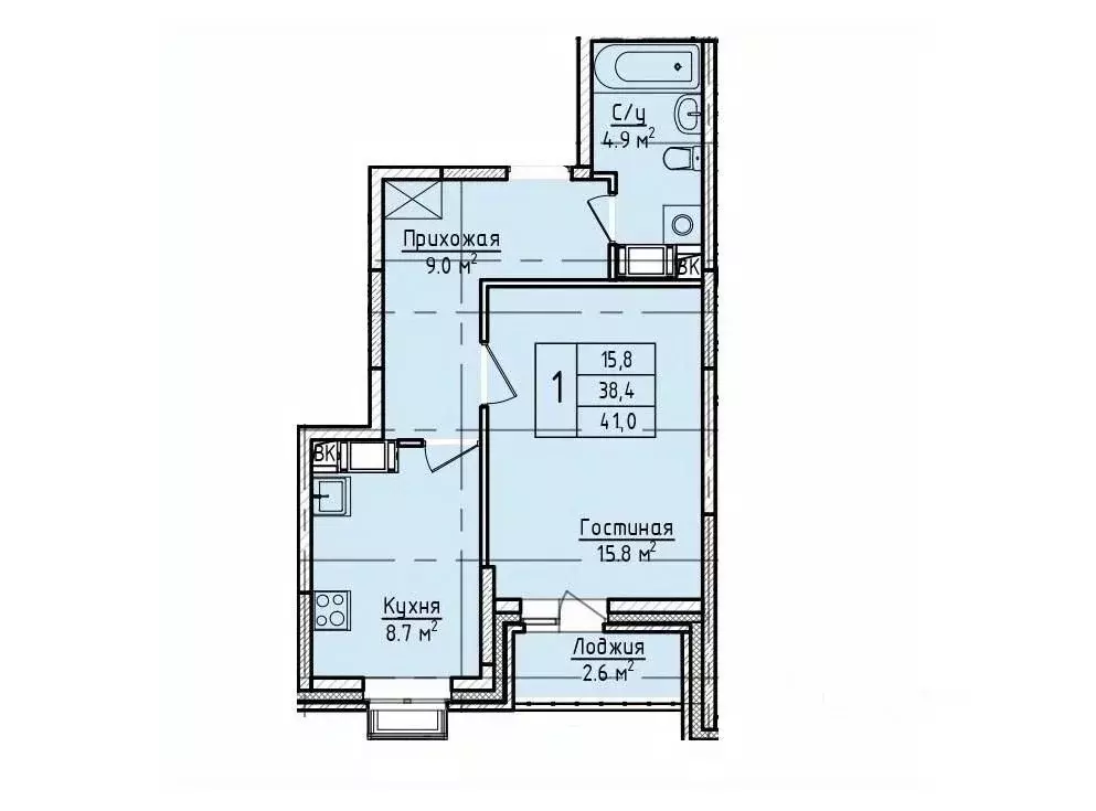1-к кв. Московская область, Щелково пер. 1-й Советский, 20 (41.0 м) - Фото 1
