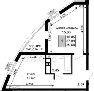 1-к кв. Краснодарский край, Краснодар Воронежская ул., 47/35 (39.6 м) - Фото 0