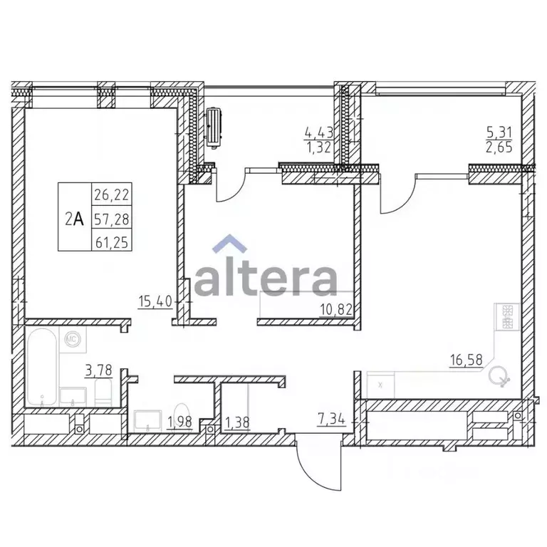 2-к кв. Татарстан, Казань ул. Рашита Салахова, 2к2 (61.25 м) - Фото 2
