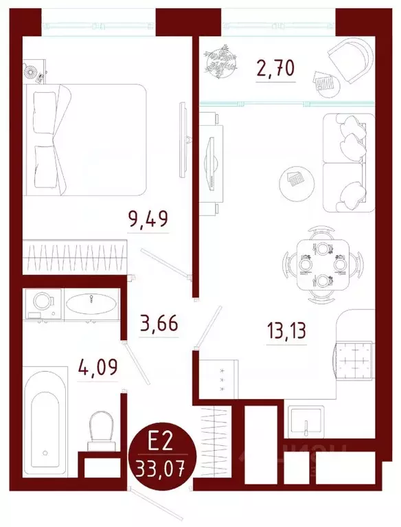 1-к кв. Тульская область, Тула ул. 156-го Полка НКВД, 18 (33.07 м) - Фото 1